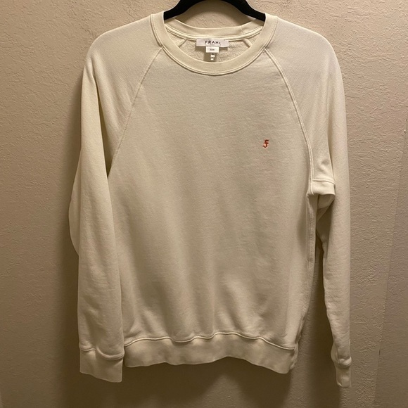 Frame Off White Slim Fit Crewneck Sweatshirt With Embroidered " F" Size Small - Picture 2 of 10